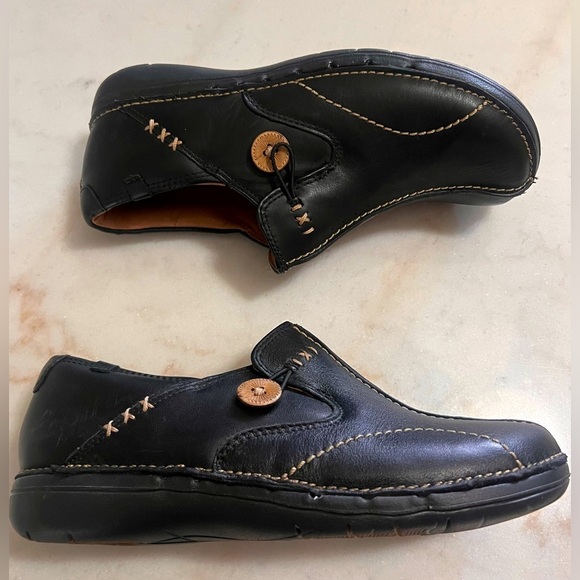 Clarks Unstructured Womens Loafer Brown Leather Slip On Comfort Shoe 8.5 READ - Picture 1 of 9